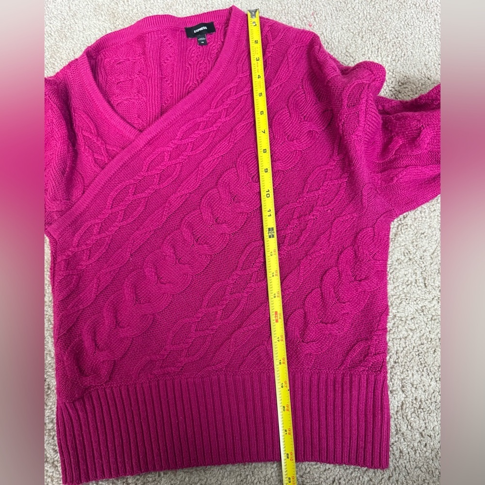 Express Cable Knit Sweater | Fuchsia Pink | Cozy Soft Knit | Size XS - Picture 5 of 7